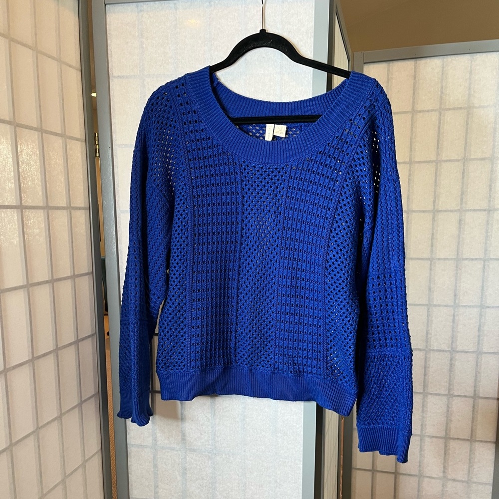 Anthropologie Moth bright blue sweater with bell sleeves